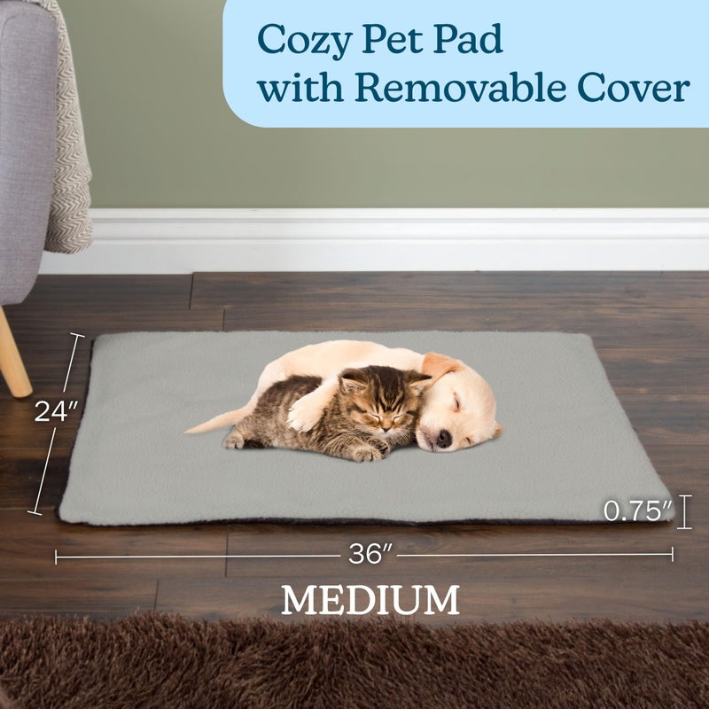 PETMAKER Self Warming Cat Mat - 36x24in Thermal Dog Crate Pad with Removable Washable Sherpa Cover and Reflective Insulation Layer for Self Heating - Pet Supplies for Medium Dogs and Cats by PETMAKER (Gray) - Image 3